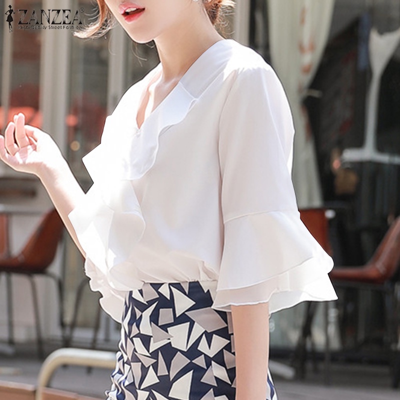 Zanzea Áo Nữ Tay Lửng Cổ Chữ V Thời Trang Quyến Rũ