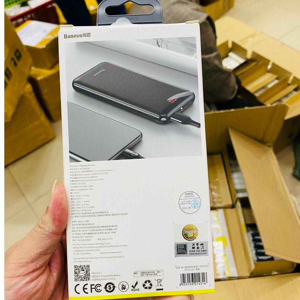 Sạc dự phòng ⚡[𝑻𝑶̂́𝑻 𝑵𝑯𝑨̂́𝑻]⚡ Baseus Gentleman Digital Display 10000mAh, Nhỏ Gọn, ĐÈN PIN Siêu Sáng, HÀNG CHÍNH HÃNG