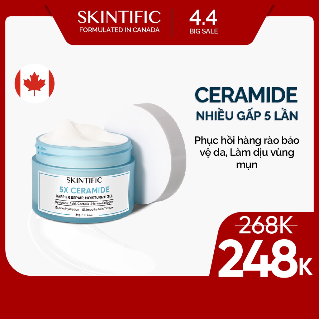 SKINTIFIC 5X Ceramide Barrier Repair Moisturize Gel 30G Kem dưỡng ẩm dành cho da mặt