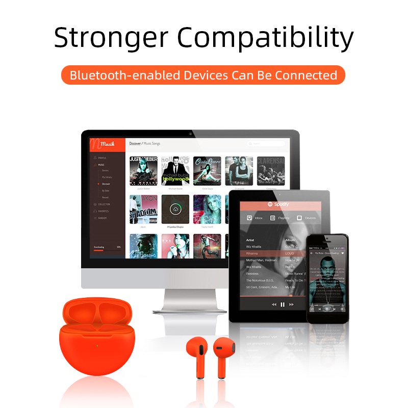 Tai Nghe Bluetooth 5.0 Không Dây TWS Cảm Ứng Điều Khiển Cảm Ứng Hàng Mới Chính Hãng Pro6 Dành Cho Iphone Xiaomi Phones