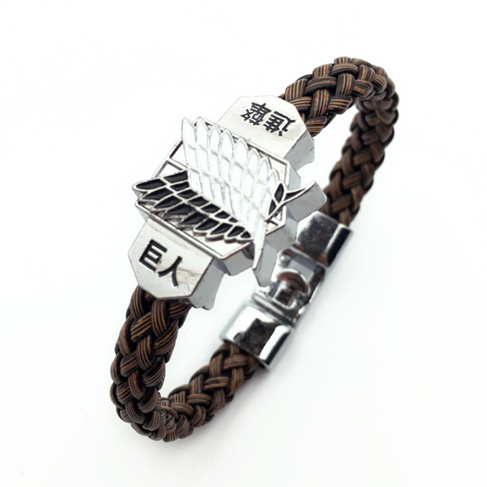 Vòng Tay Da PU Mặt Hình Anime Attack On Titan