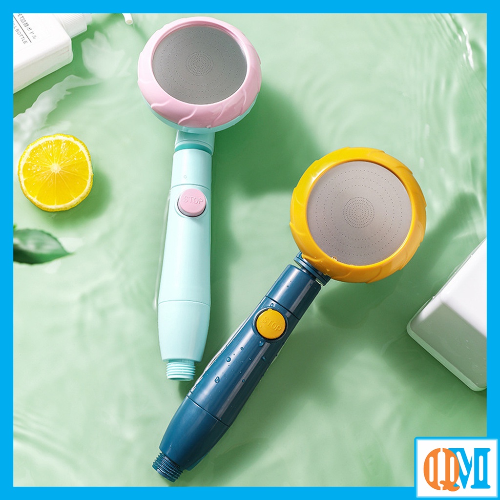 Đầu vòi sen, tay sen nhựa ABS 3 chế độ tiết kiệm nước xoay 360 độ màu sắc thời trang có nút bật tắt trên thân tiện lợi