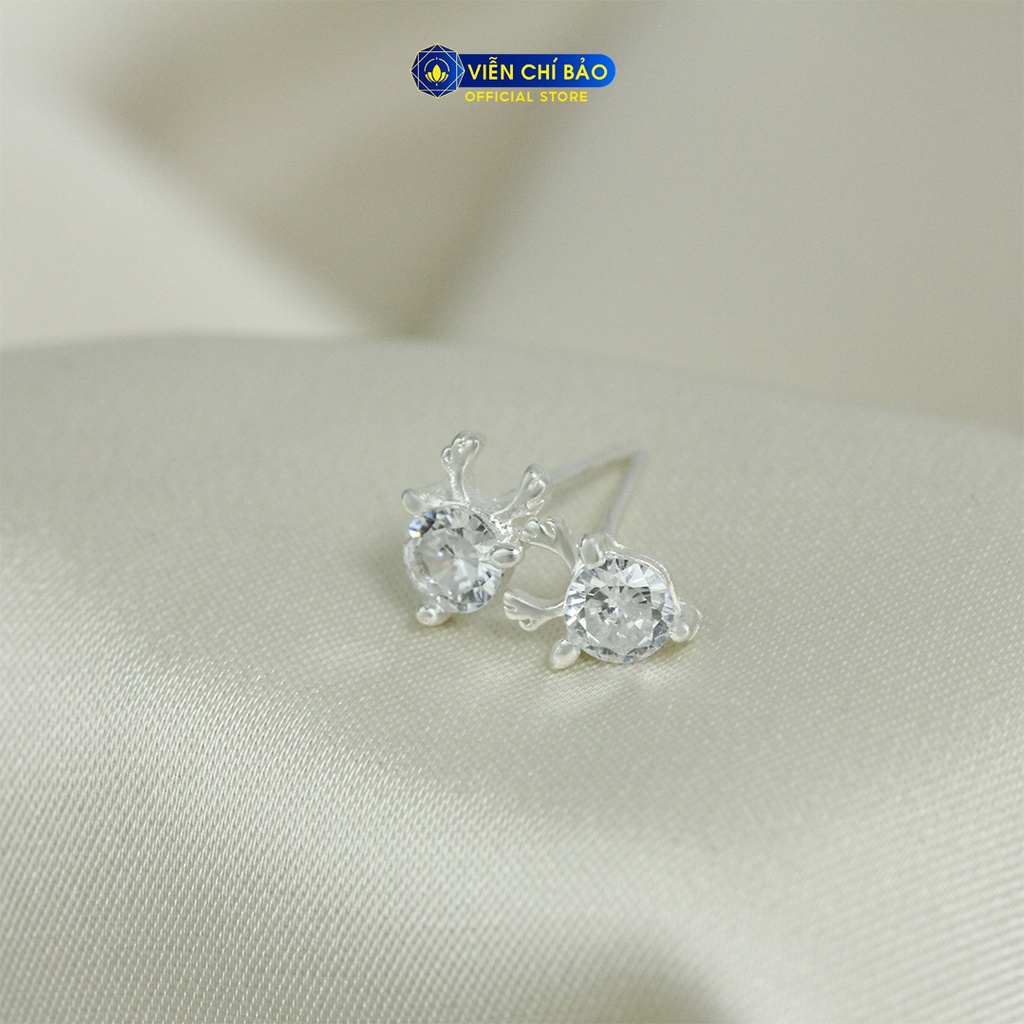 Bông tai bạc nữ Tuần Lộc đính đá chất liệu bạc 925 thời trang phụ kiện trang sức Viễn Chí Bảo E0102