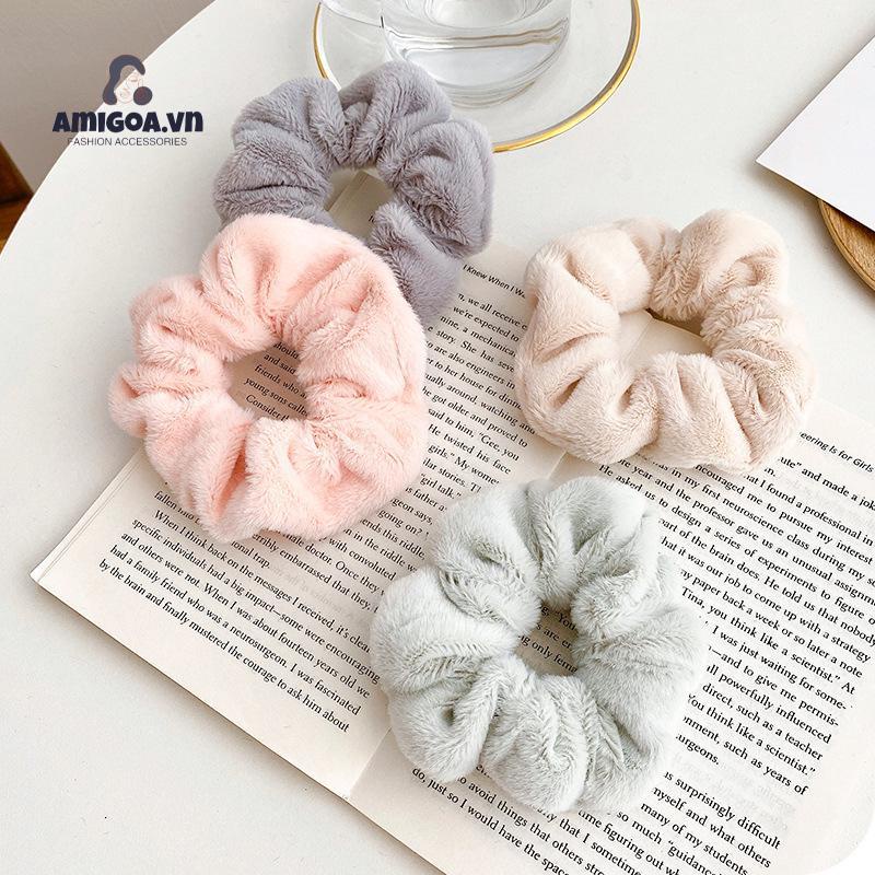 Dây Cột Tóc Lông Thỏ Mềm Mại Giữ Ấm Dễ Thương