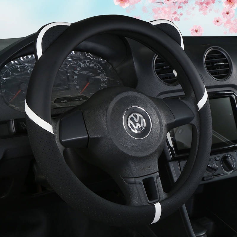 38cm Korean Cute Female Car Steering Wheel Cover Four Seasons Universal Cartoon Fashion Linen Summer New Handle Cover Fashion