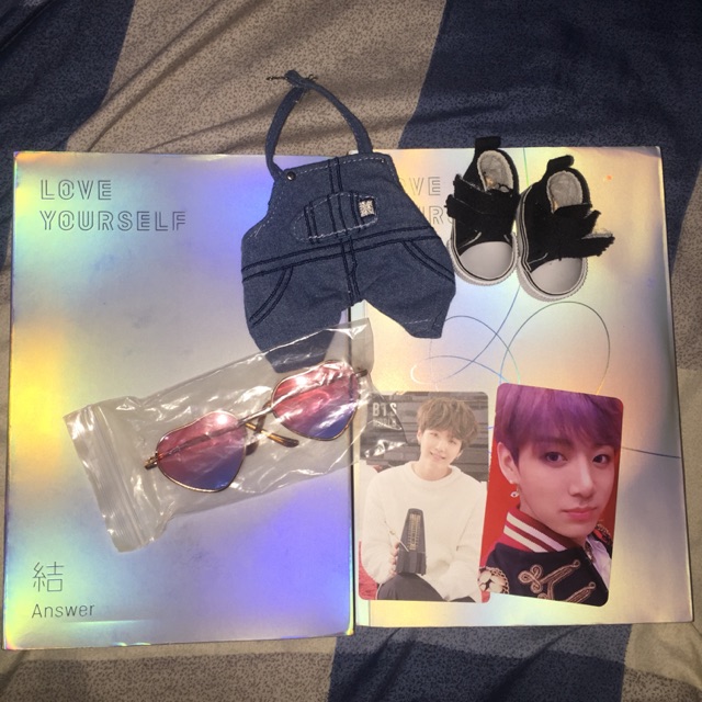 [combo] Album + giày doll 5cm+kính tim doll+ card Su +Card Kook (có lẻ)