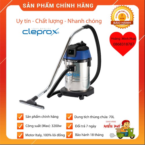 MÁY HÚT BỤI CÔNG NGHIỆP KHÔ VÀ ƯỚT CleproX  X-2/70 (2 motor) - Bảo hành 12 tháng [ HÀNG TỐT NHẤT ]...MỚI NHẤT