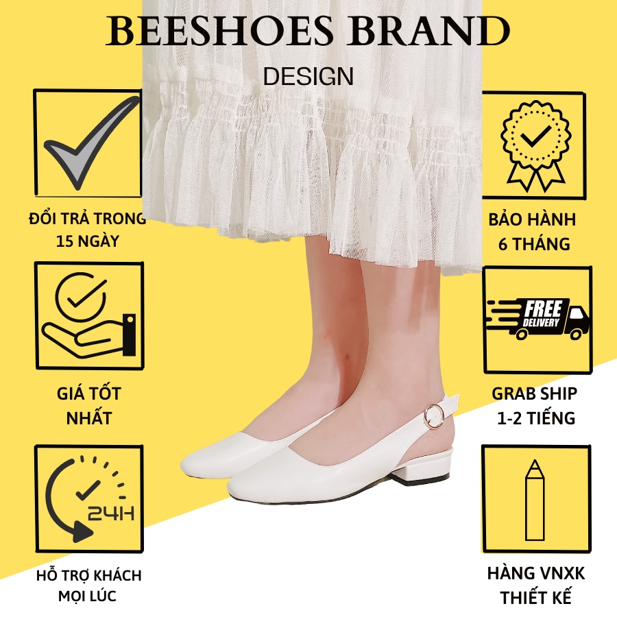 GIÀY BÚP BÊ BEESHOES DA MỀM MŨI TRÒN - GIÀY BÚP BÊ ĐẾ CAO 2CM CÓ SẴN ĐEN - BE - TRẮNG