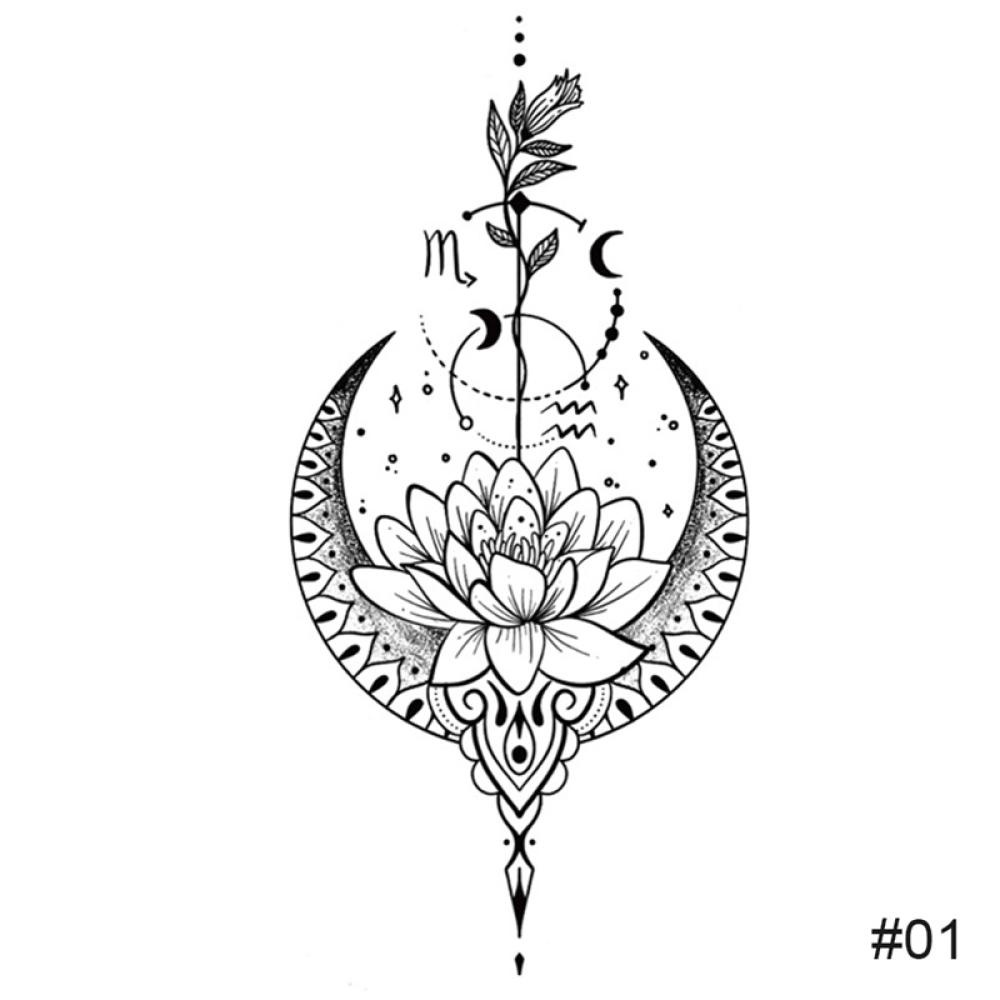 Hình Xăm Dán Tạm Thời Chống Nước Lâu Trôi Màu Đen Tươi Tắn Dành Cho Nam Và Nữ E4V6