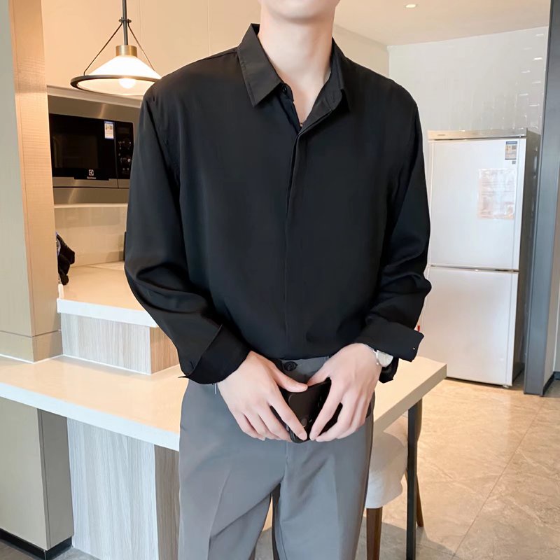 Áo Sơ Mi Nam Dài Tay Màu Sắc Tươi Sáng Phong Cách Hàn Quốc 4 Màu Size M-2XL