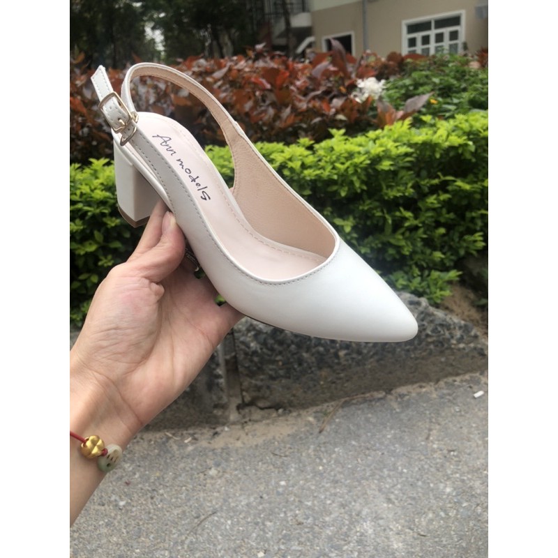 Giày sandal nữ cao gót Anna slingback vintage quai hậu mũi nhọn bít mũi  gót nhọn 5 phân Hàn Quốc _A064