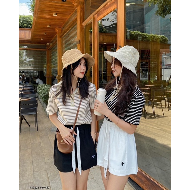 ÁO THUN CỔ-33303-kẻ ngang