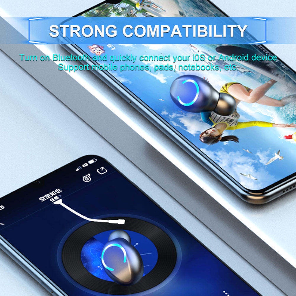 Tai Nghe Không Dây N215.0 TWS Bluetooth 5.0 Điều Khiển Cảm Ứng Âm Thanh Vòm Có Đèn LED Hiển Thị Điện Áp