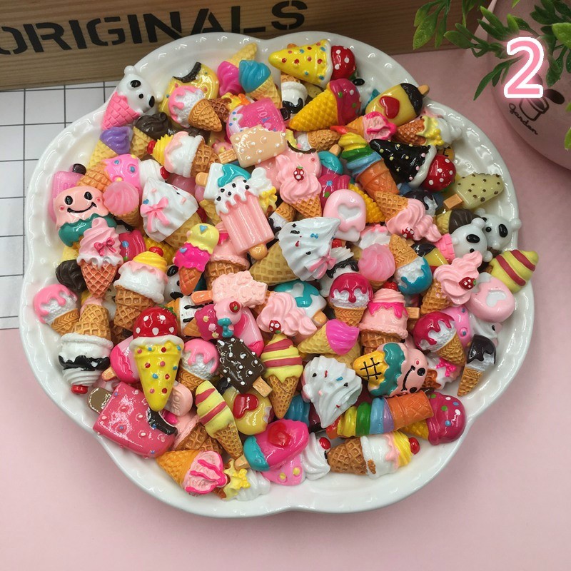 Bộ 20 Vật Trang Trí Điện Thoại / Sổ Lưu Niệm Bằng Resin Màu Ngẫu Nhiên Dễ Thương DIY