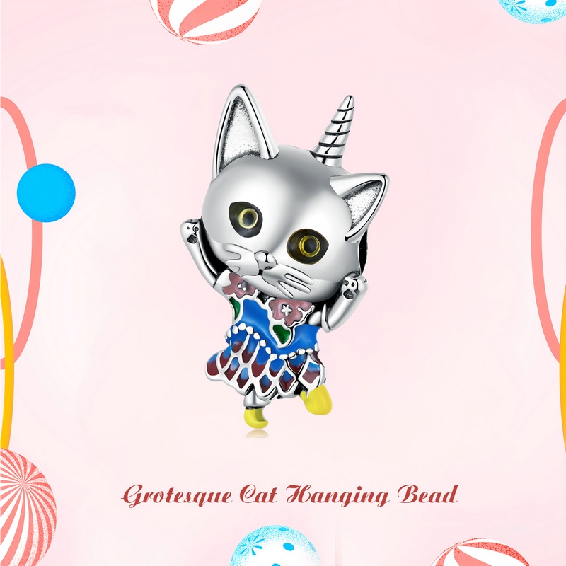 BAMOER Mặt Vòng cổ Bạc 925 Hình Hoa / Ong / Mèo / Cá Độc Đáo Thời Trang DIY