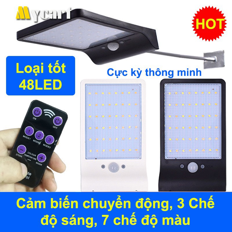 [HOT] Đèn LED năng lượng mặt trời 48 LED 25w, cảm biến ánh sáng, cảm biến chuyển động