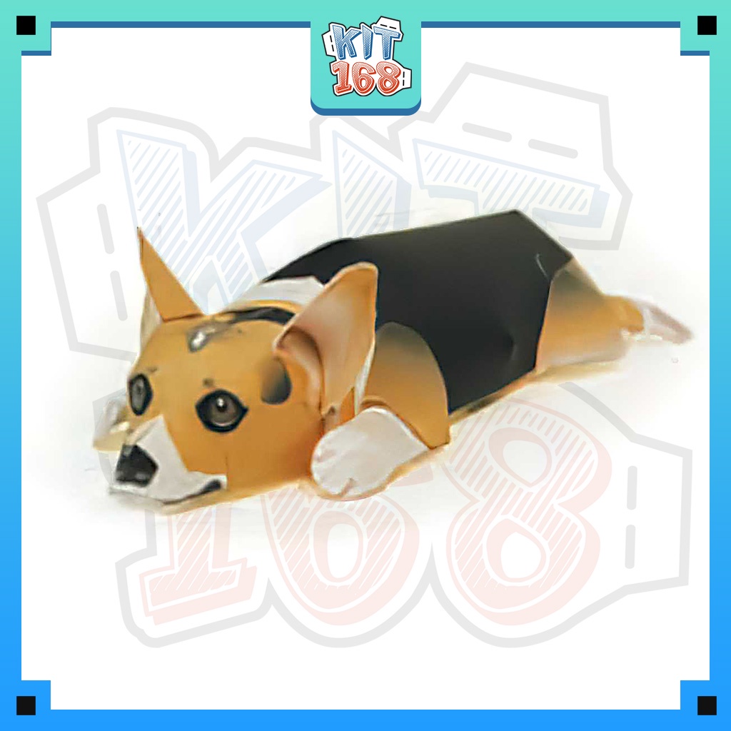 Mô hình giấy động vật Chó Corgi nằm