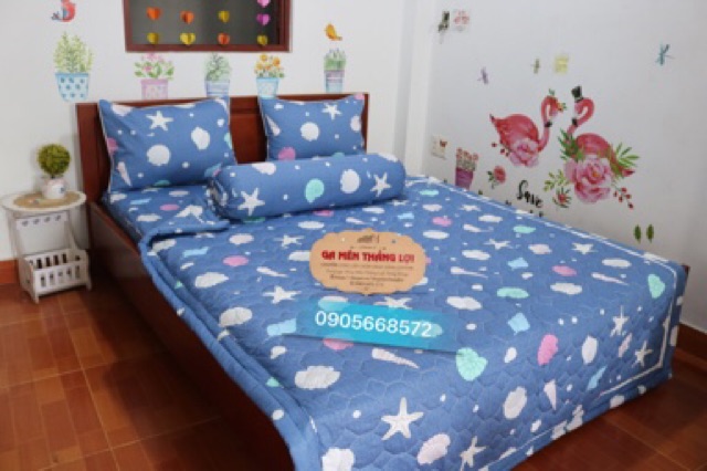 Bộ ga gối 100% cotoon Thắng lợi hàng chuẩn có in logo trên vải mẫu mới | BigBuy360 - bigbuy360.vn