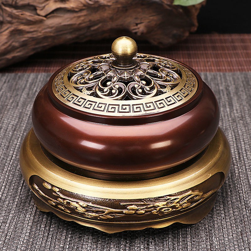 ♕✹Lư hương bằng đồng nguyên chất đĩa cổ gia dụng trong nhà gỗ đàn lớn dùng cho tượng phật trà nghi lễ liệu đồ tran