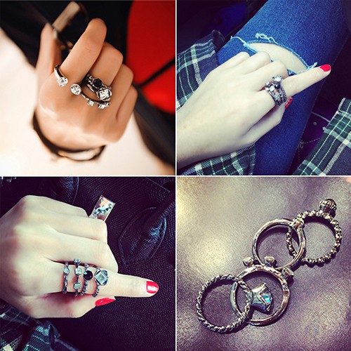 Set 4 Nhẫn Đốt Ngón Tay Đính Đá Pha Lê