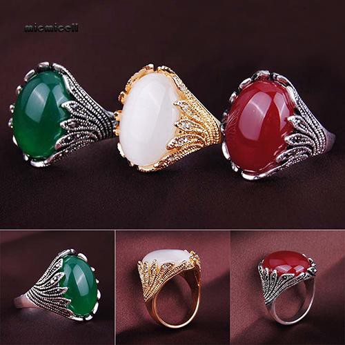 Nhẫn Mạ Vàng Đính Đá Opal Thời Trang Vintage Cho Nam Và Nữ