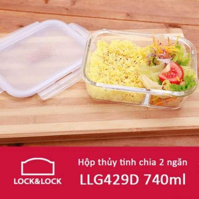 🌻🌻🌻Hộp thủy tinh chia 2 ngăn chịu nhiệt Lock&Lock LLG429D 700ml🌻🌻🌻