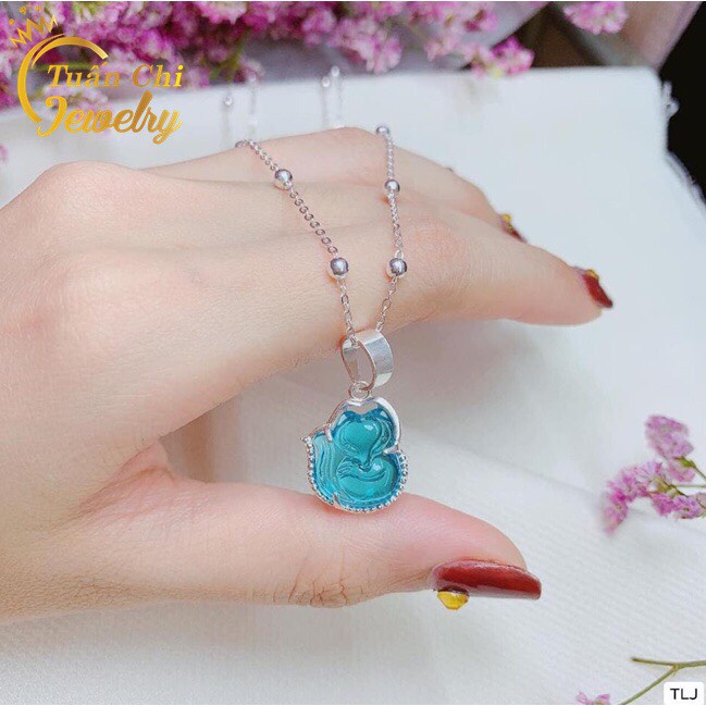 Mặt Vòng Cổ Bạc- Mặt Dây Chuyền Hồ Ly Đá Đủ Màu Kèm Ảnh Thật