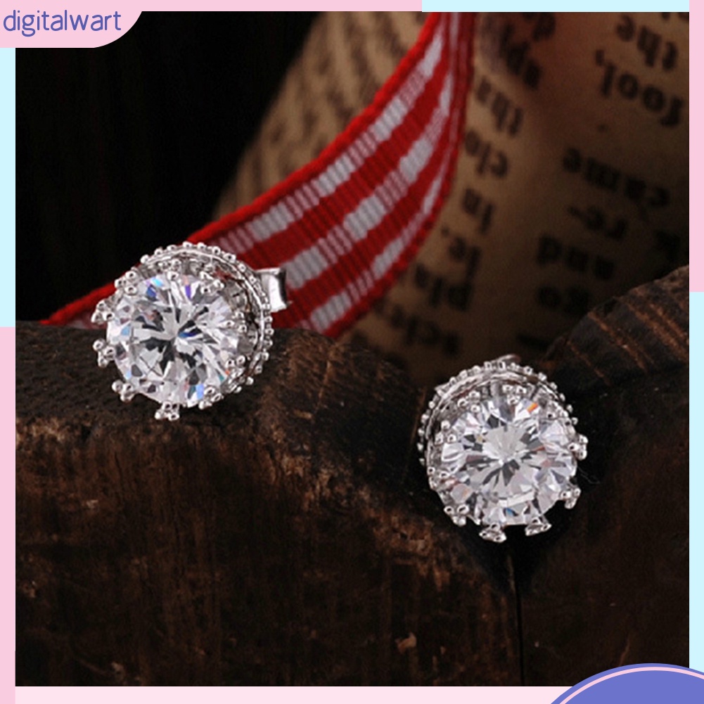 Đôi khuyên tai mạ bạc đính đá phong cách sang trọng cho nữ