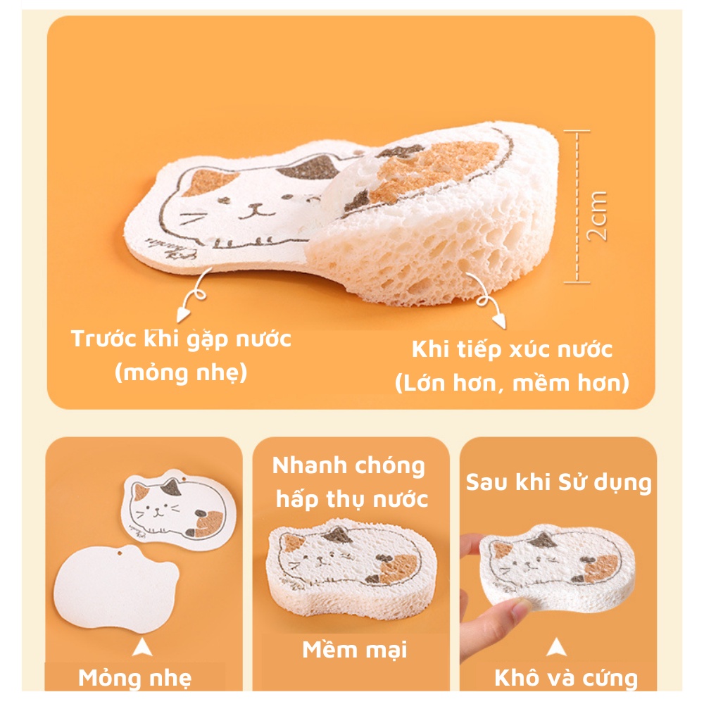 Miếng rửa chén bọt biển hoạt hình đa năng cao cấp dành cho gia đình