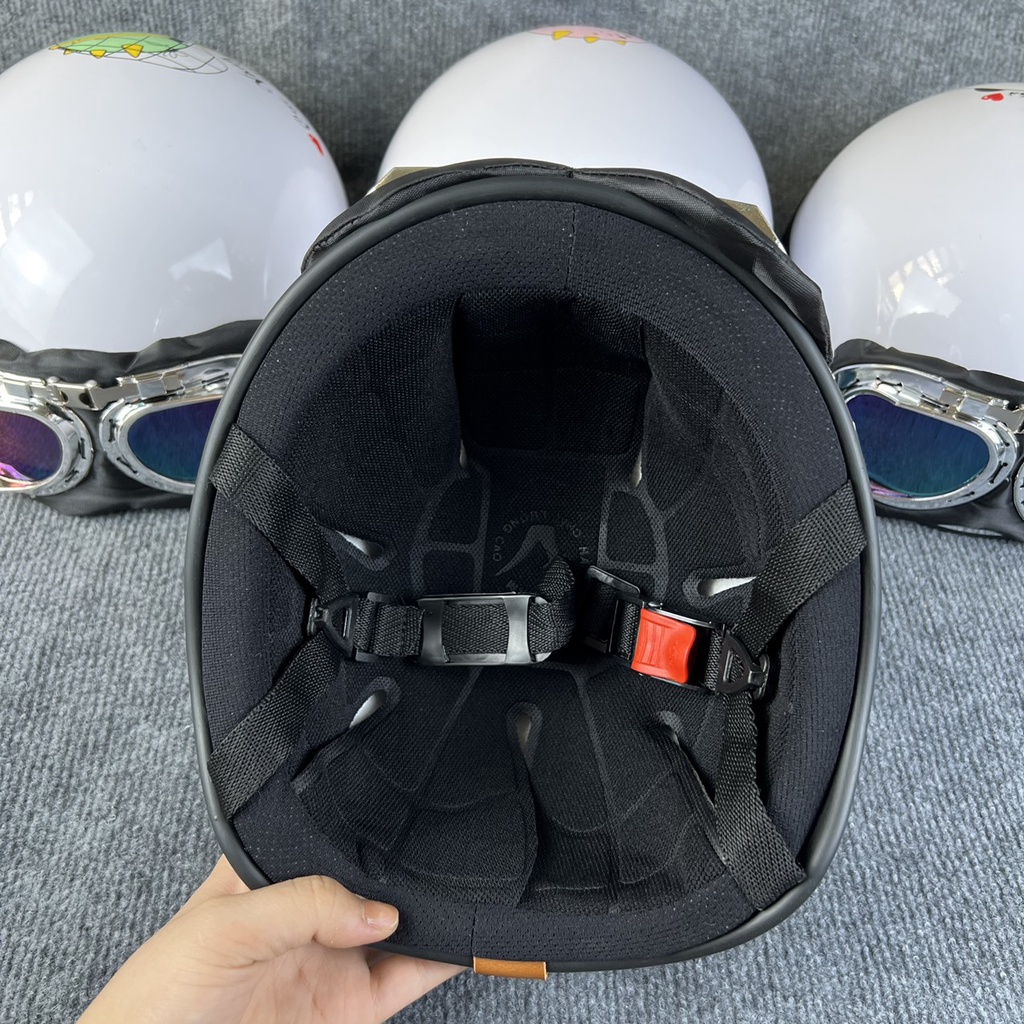 [[Freeship+sticker] Nón Bảo Hiểm kính phi công nửa đầu có hình dễ thương