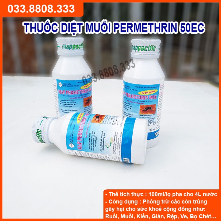 Diệt muỗi Permethrin 50EC (chai 100ml) - Sử dụng nhúng màn và phun trực tiếp