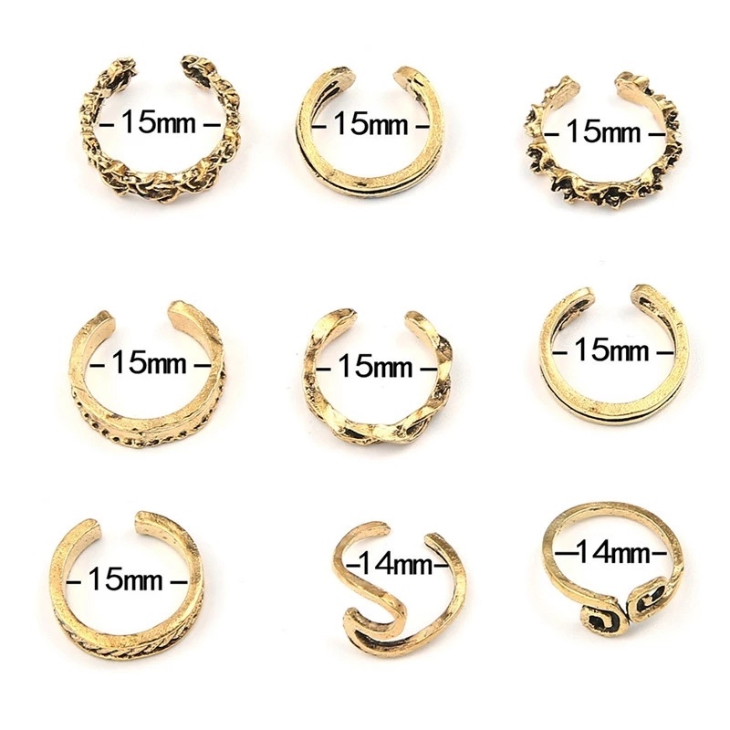 Set 9 Nhẫn Đeo Ngón Chân Phong Cách Bohemian Thời Trang Cho Nữ