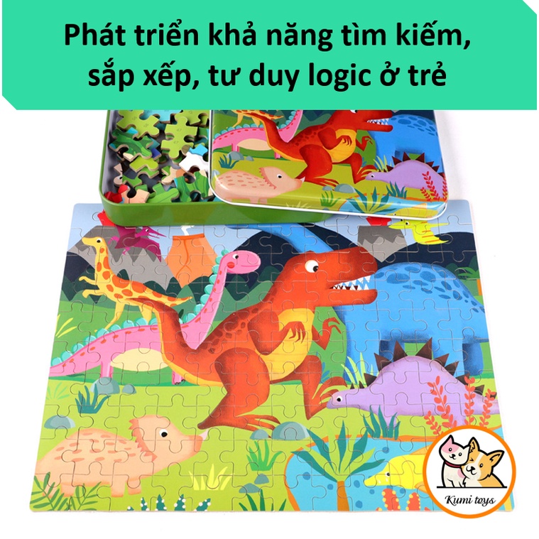 Đồ chơi xếp hình 60 và 120 miếng bằng gỗ loại đẹp cho bé phát triển tư duy Kumi toys