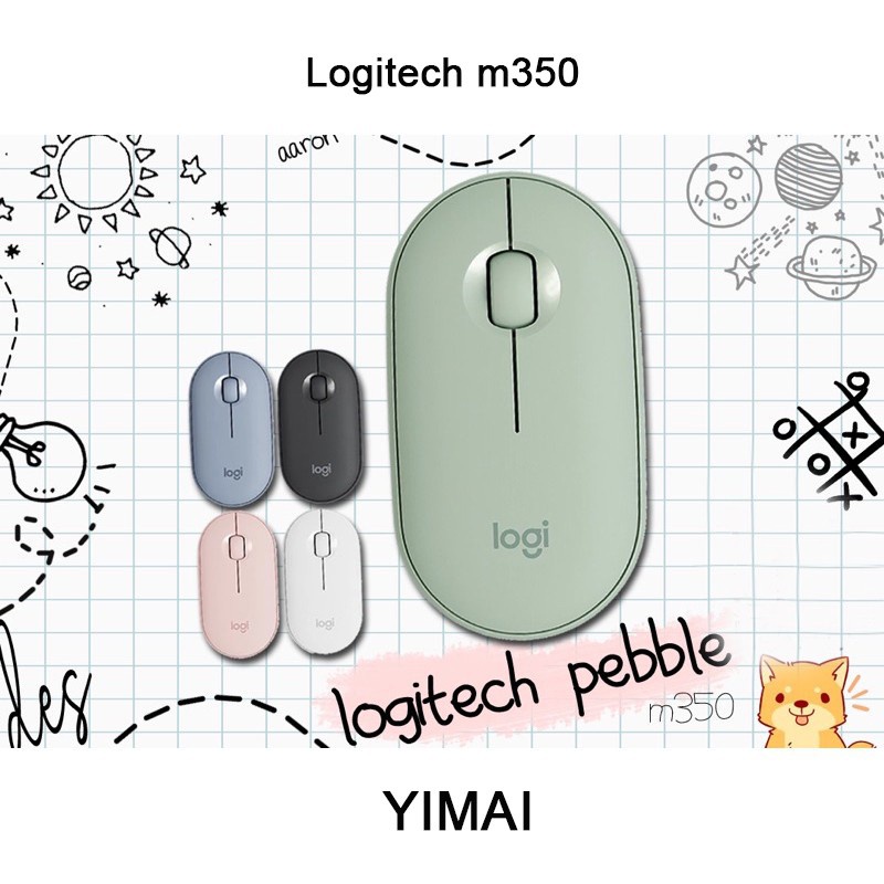 Chuột máy tính Logitech PEBBLE M350 mỏng nhẹ không dây kết nối Bluetooth 1000DPI Hàng chính hãng