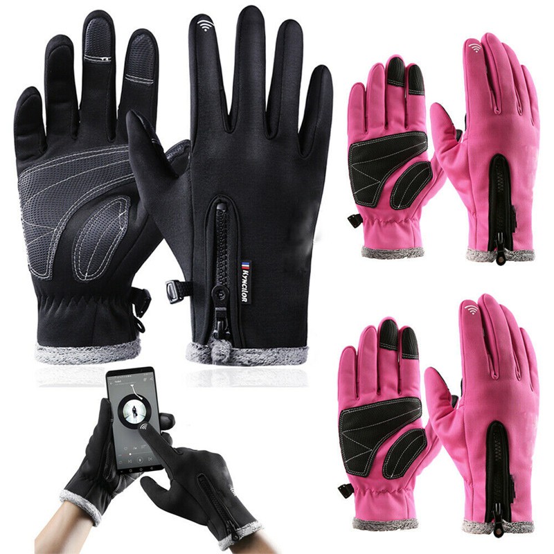 Găng tay đi mô tô có dây kéo chống nước thiết kế cá tính dành cho nam nữ