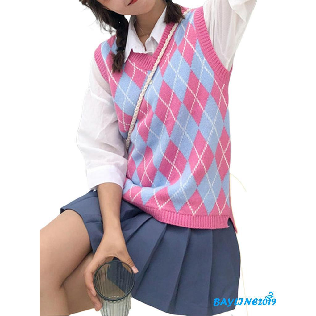 Áo sweater không tay cỗ chữ V phong cách thời trang quyến rũ