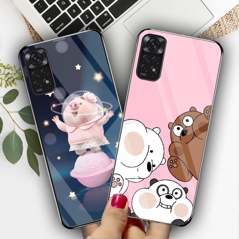 Ốp Lưng Xiaomi Redmi Note 11, Note 11 4G, Note 11 5G, Note 11 Pro Mặt kính cường lực Cao Cấp, Sáng Bóng