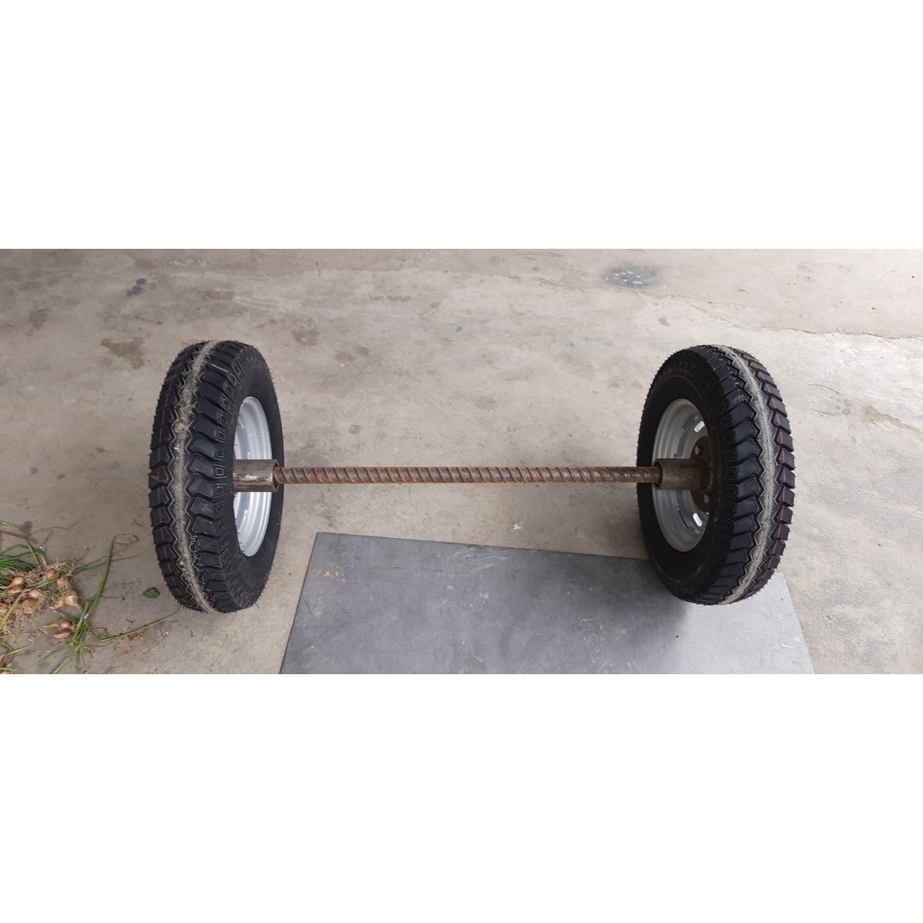 Trục và bánh xe lôi  dài 1m;1,1m; 1,2m; 1,3m, lắp bánh 400-12, 450-12, 500-12