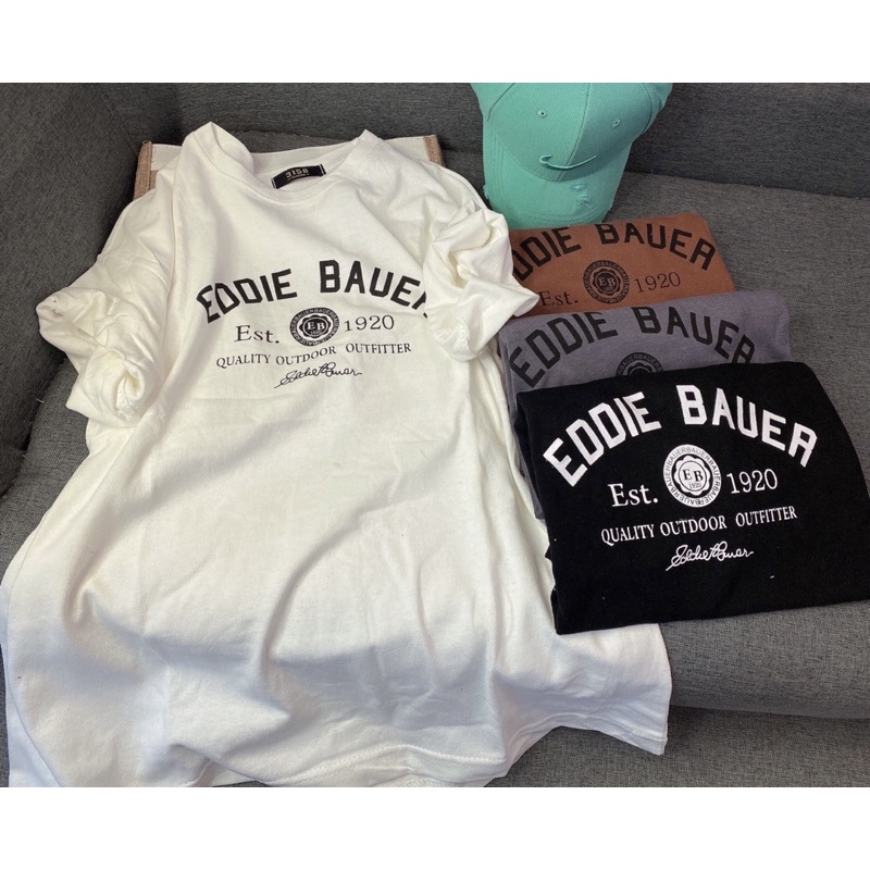 Áo Thun 3158 In Chữ EDDIE BAUER, Áo Phông Nam Nữ Tay lỡ form rộng Oversize