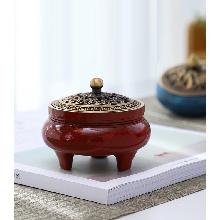 LƯ HƯƠNG XÔNG TRẦM, ĐỐT TRẦM BẰNG ĐỒNG NGUYÊN CHẤT ĐIÊU KHẮC HỌA TIẾT ĐẸP MẮT