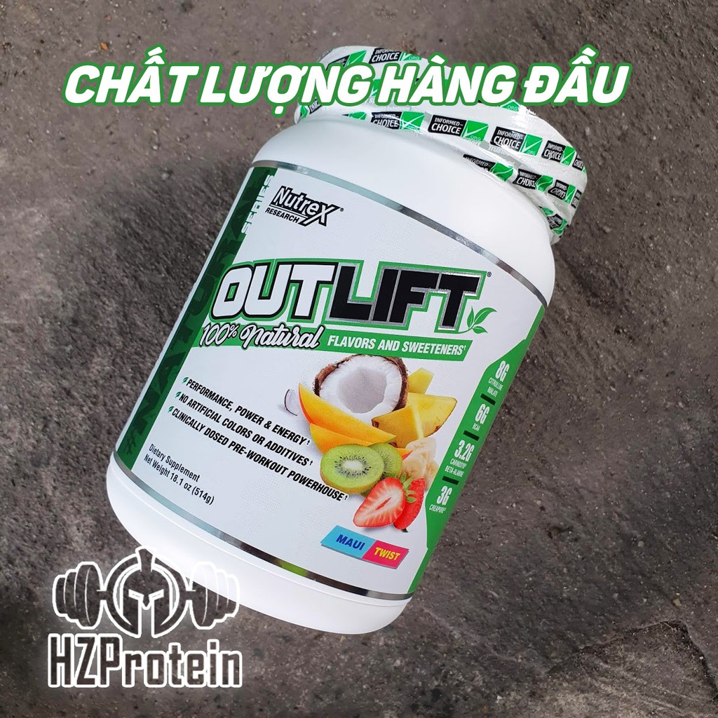 [Mã 159FMCGSALE giảm 8% đơn 500K] OUTLIFT PREWORKOUT TĂNG SỨC MẠNH, KHÔNG CHẤT TẠO MÀU NATURAL (20 LẦN DÙNG)