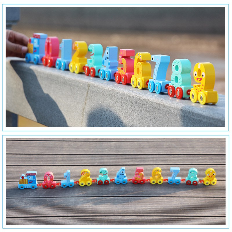Đồ chơi xe kéo đoàn tàu Xutoshop bằng gỗ tập đếm cho bé từ 1-5 tuổi