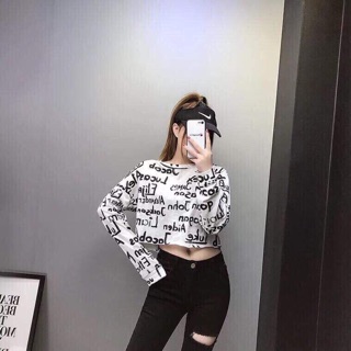 Áo crtop chữ