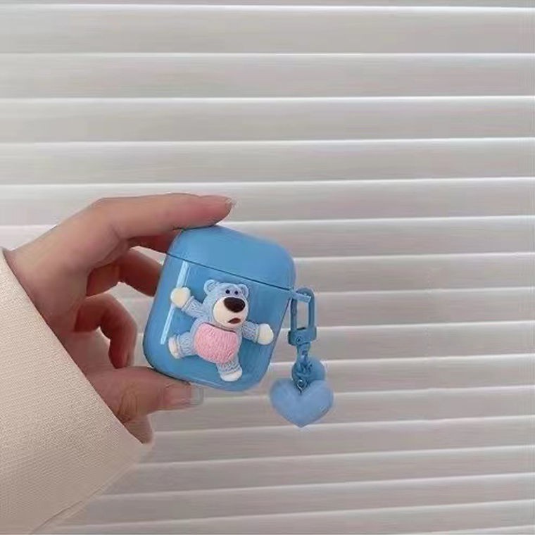 Vỏ bảo vệ hộp sạc tai nghe thích hợp cho Airpods 2/3 trong suốt kiểu chú gấu dễ thương
