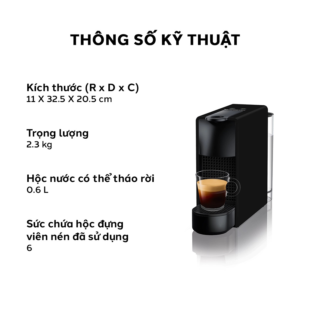 [Mã ELHADEV giảm 4% đơn 300K] Máy pha cà phê Nespresso Essenza Mini Đen