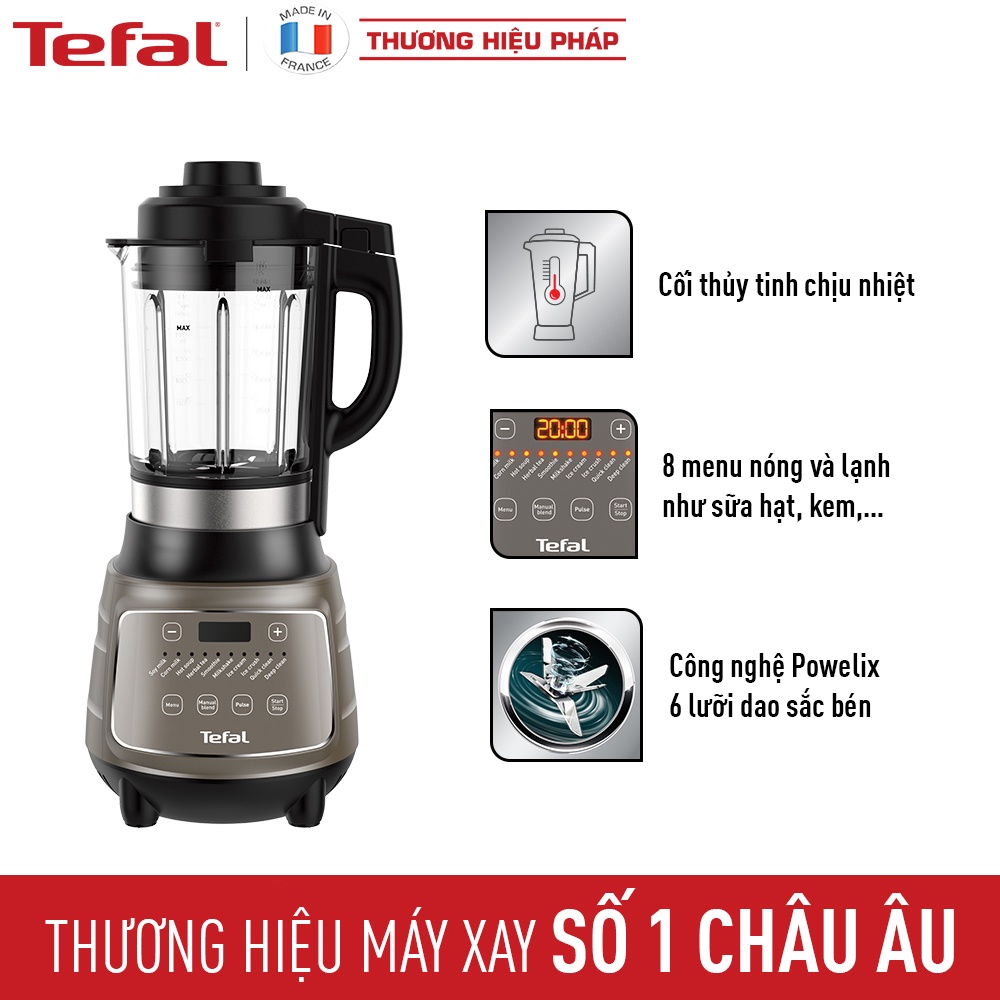 Máy làm sữa hạt đa năng và xay sinh tố Tefal BL967B66- 1300W - Lưỡi dao với công nghệ Powelix- Hàng chính hãng