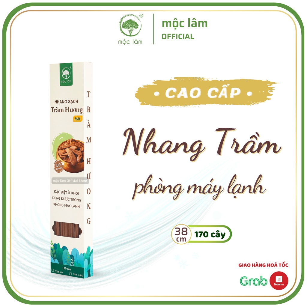 [HỘP 170cây] Nhang Trầm Hương MỘC LÂM 38cm, Nhang Sạch Ít Khói, Hương Thơm Dịu Nhẹ, Dùng Trong Phòng Máy Lạnh