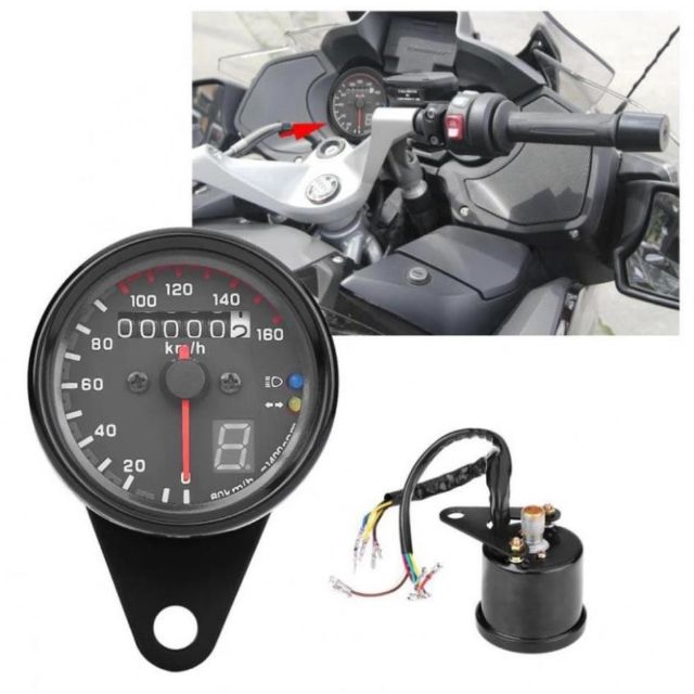 ĐỒNG HỒ CLASSIC ĐO KM CÓ 2 ĐÈN BÁO CHỨC NĂNG | HÀNG CAO CẤP CHUYÊN ĐỘ XE CAFERACER , TRACKER, BOBBER