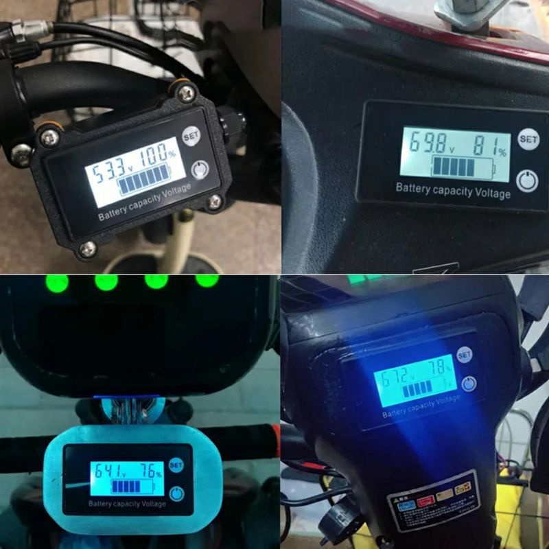 Đồng hồ đo dung lượng pin lithium, pin sắt, ắc quy điện áp hoạt động 8V-100V, hiển thị 3 thông số