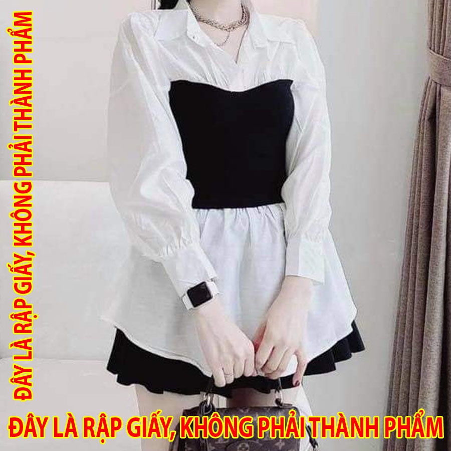 Rập Giấy WW054 - Sơmi phối eo - Nữ